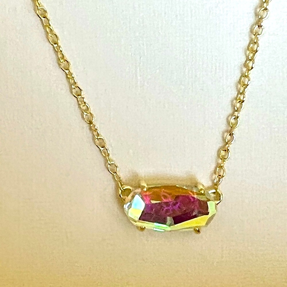NWT Rare & Retired Kendra Scott Ever Necklace Dichroic & Yellow Gold Amazing! - Picture 1 of 14
